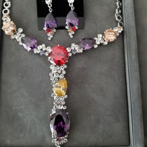 Statement set of earrings and necklace